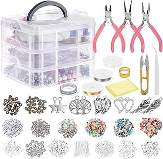 Jewelry Making Supplies Kit - Tools, Pliers, Beading Wire, Beads & Charms Findings for Necklace, Earring & Bracelet Making & Repair