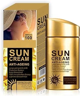 Anti Aging Sunscreen SPF 100 for Face and Body, Sun Screen Protector Walerproof, Non Greasy, Light and Smooth Feel Sunscreen Lotion Moisture Sun Cream, Beach Essentials for Women (SPF 100)