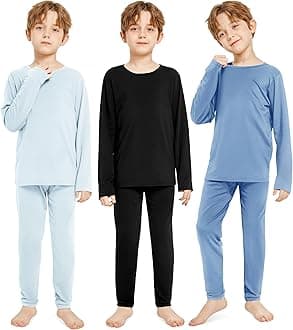 Kids Boys Thermal Underwear Set - Fleece Lined Base Layers Top & Bottom Toddler Long Johns for Cold Winter