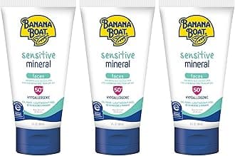 Banana Boat Sensitive 100% Mineral Face Sunscreen Lotion SPF 50, 3oz | Travel Size Sunscreen, Mini Sunscreen for Face, Banana Boat Face Sunscreen, Banana Boat Mineral Sunscreen SPF 50, 3oz