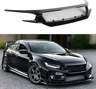 High Flow Gloss Black Mesh Performance Replacement Sport Front Grille Grill Compatible for 2016-2021 Honda Civic Si Hatchback