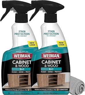– Weiman Cabinet and Wood Cleaner, Shine, Clean and Protect Spray - For Wood Cabinets, Furniture, Tables, Baseboards, Trim & more, 16 oz, 2 PACK with MicroFiber Towel