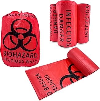 Biohazard Waste Bags 100 Count 24.4in, 10-Gallon Safe Infectious Waste Disposal Bags,Red Trash Liner,No Leak Bags, Medical Grade(100Pcs 24.4inx24.4in/62x62cm)