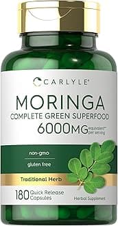 Moringa Oleifera Supplement | 180 Capsules | Complete Green Superfood for Women and Men | Non-GMO and Gluten Free | from Moringa Leaf Powder