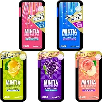 Mintia Breeze 5 Types Of Assortment Shiny Pink, Refresh Blue, Fresh Lemon, Grape, And Peach 30 Tablets Each