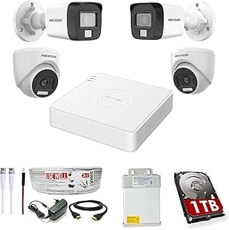 Full HD 4 Channel DVR, 2 MP 2 Outdoor & 2 Indoor Cameras [COLOR NIGHT VISION + BUILT-IN AUDIO MIC + SMART DUAL LIGHT + MOTION DETECTION]+1 TB HDD + 4 Ch SMPS, USEWELL Cable+BNC/DC Set, WHITE