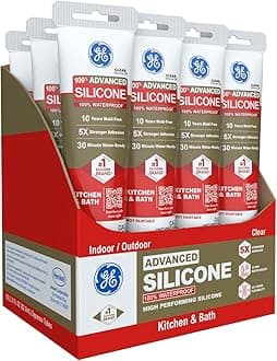 - Advanced Silicone Caulk for Kitchen & Bathroom, Clear, 2.8 fl oz Tube, 12 Pack - 100% Waterproof Silicone Sealant, 5X Stronger Adhesion, Shrink & Crack Proof