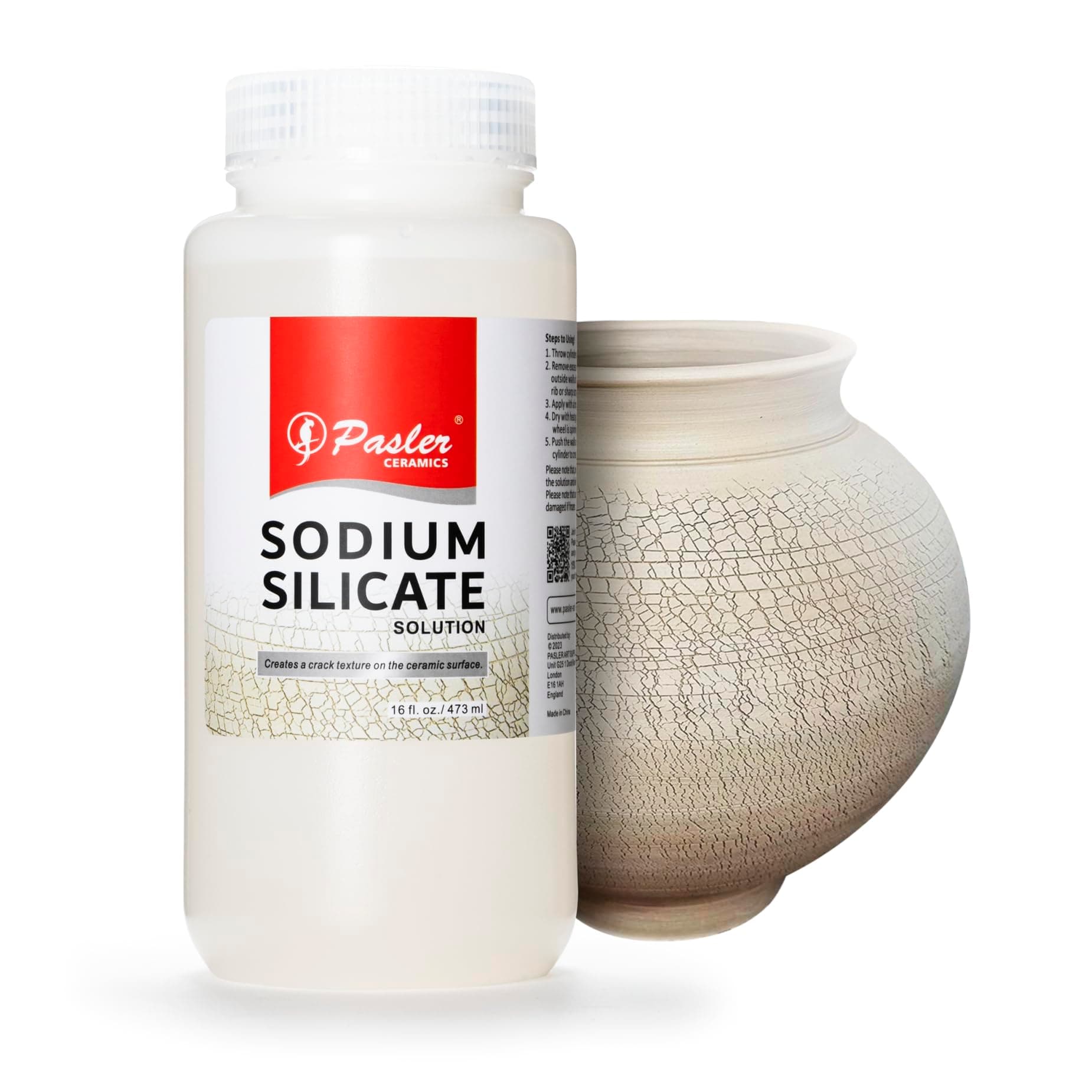 Pasler® - Sodium Silicate Solution for Pottery - Creates a Crack Texture on The Ceramic Surface,16 fl oz / 473 ml