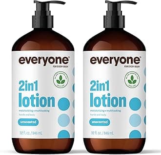 everyone for every body Nourishing Hand and Body Lotion, 32 Ounce (Pack of 2), Unscented, Plant-Based Lotion with Pure Essential Oils, Coconut Oil, Aloe Vera and Vitamin E