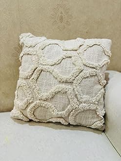 Furnistitchs Premium Decorative Throw Cushion Pillow Cover Boho Home Decor - Living Room Bedroom Couch Sofa Cushion Covers 16 inch x 16 inch (2, Cream Hexagons)