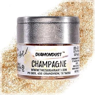 Champagne Edible Glitter for Drinks, Cocktails, Cake Decorating, Strawberries, Chocolates & More | No Taste | 4g | 100% Food-Safe | Kosher, Vegan, Gluten & Nut Free | DiamonDust by The Sugar Art