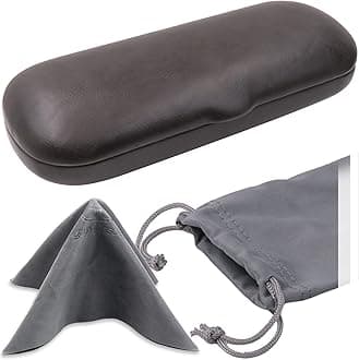 Men Small Glasses case - Eyeglasses Hard Shell Holder Pouch & Cloth-Reading Slim & Narrow Case Heavy Duty