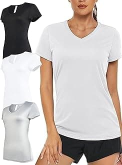 Women's V-Neck Activewear T-Shirts 3 Pack Athletic Womens Short Sleeve Workout Tops Dry Fit Shirt Gym & Yoga Tees for Women