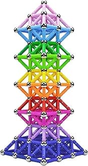 206Pcs Magnetic Building Sticks Blocks, Magnet Educational Toys STEM Toys for Kids and Adult, 3D Construction Building Toy with Storage Bag