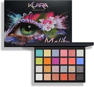 Klara Cosmetics 24 Eyeshadow Palette - Eye Makeup Palette with Matte, Shimmer and Metallic Finishes - Face Makeup Palette - Malibu - 2.5 oz