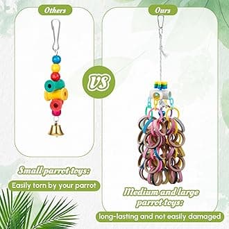 3 Pcs Extra Large Bird Parrot Toy Multicolored Natural Wooden Parrot Cage Chewing Toys for Large Medium Macaws Cockatoos African Grey Birds (Ring and Ball)