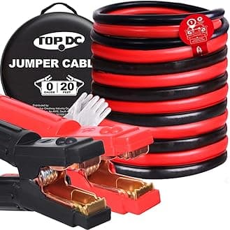 TOPDC Jumper Cables Heavy Duty 0 Gauge 20 Feet 1000Amp Booster Cables for Car Battery, Heavy Duty Jumper Cables for Diesel Trucks, Protable Jumper Cables Kit with Case, Gloves (TD-P0020)