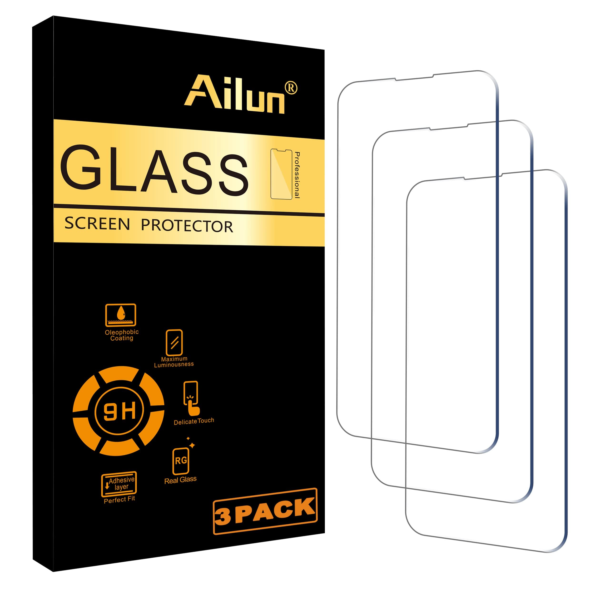 Ailun Screen Protector for iPhone 14 Plus/iPhone 14 Pro Max [6.7 Inch] Display 3 Pack Tempered Glass, Sensor Protection, Dynamic Island Compatible, Case Friendly | Display, Tempered Glass, Sensor Protection, Case Friendly