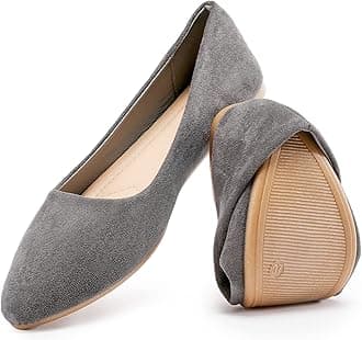 HEAWISH Women’s Black Flats Shoes Comfortable Suede Pointed Toe Slip On Casual Ballet Flats Dress Shoes Nude Flats