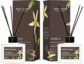 Soul & Scents Vanilla Reed Diffuser Set - 120ml with 6 Fiber Sticks Each | Stress Relief & Aromatherapy | Long-Lasting Scented Air Freshener for Home, Bedroom, Bathroom & Office | Pack of 2
