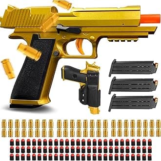 Soft Bullet Toy Gun with Ejecting Shells – Safe EVA Foam Bullets Toy Pistol, Educational Toy Gun for Kids, Boys, Gifts, Outdoor Play, Role Play, Easy to Use and Fun Shooting Experience-Gold