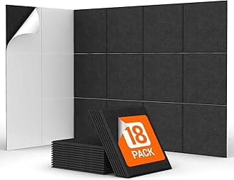 TONOR 18 PCS Sound Absorbing Material,Self-Adhesive,30x30x0.9cm Fiber Sound Absorbing Panels Acoustic Wall Absorption Panel,High Density Polyester Insulation Processing Soundproofing Panel,Sound