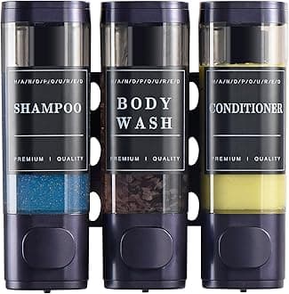 Shampoo and Conditioner Dispenser,Shower Soap Dispenser 3 Chamber No Drill Wall-Mounted Shampoo Dispenser for Shower Wall Mounted Shower Dispenser for Bathroom Hotel Large Capacity,Purple