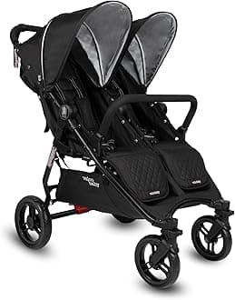 2024 Slim Double Stroller, Double Stroller, Fountain Bar, Easy Fold, Large Canopy Cover (Licorice)