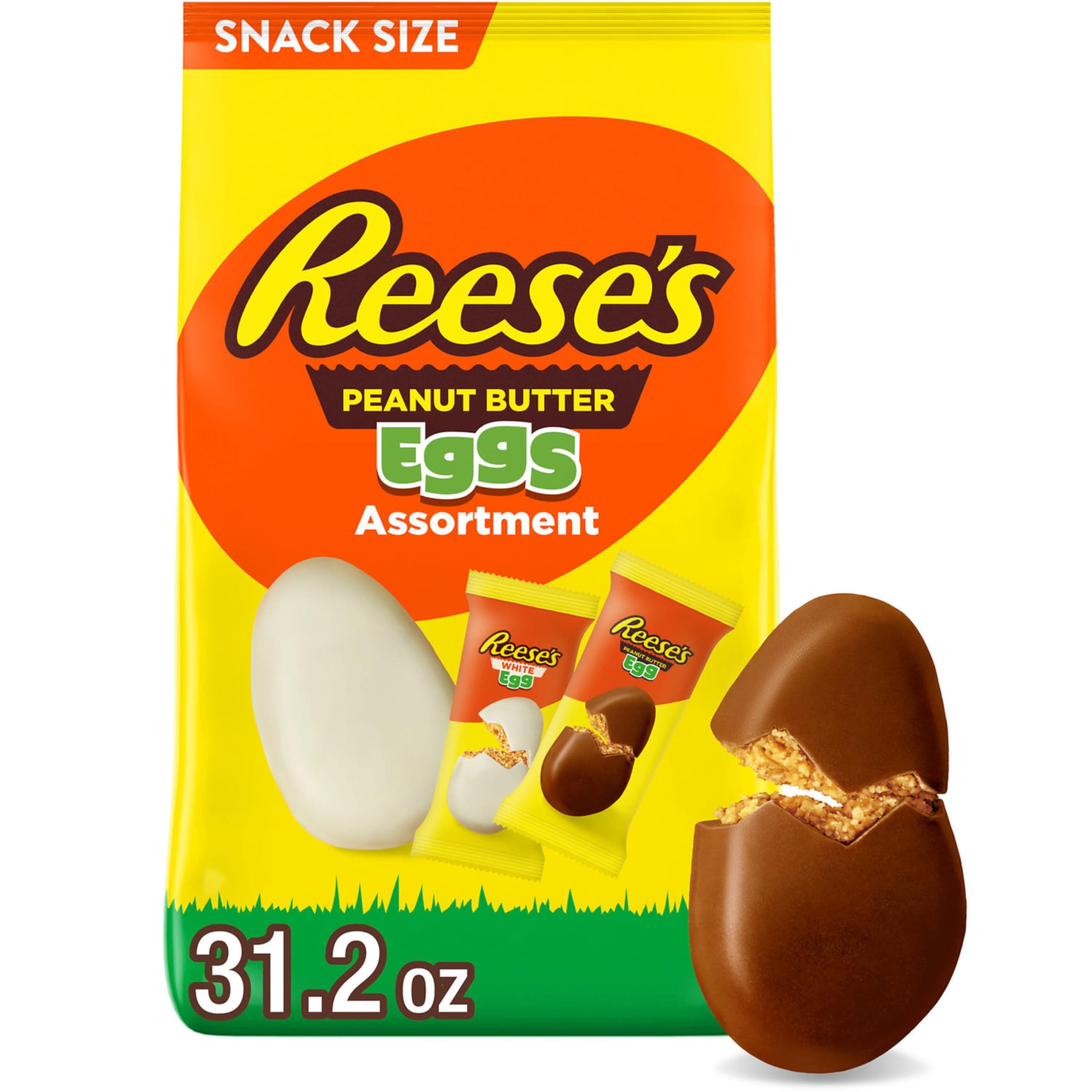 Assorted Flavored Snack Size Peanut Butter Eggs, Easter Candy Bag, 31.2 oz