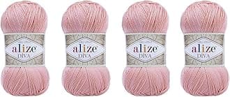 AlizeHand Knitting Yarn 100% Microfiber Acrylic Yarn Diva Silk Effect Thread Crochet Art Lace Craft Lot of 4 skeins 400gr 1532yds (363)