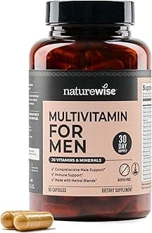 NatureWise Multivitamin for Men - Daily Male Support - Minerals & Herbs for Energy, Performance, Immunity - with Vitamin A, C, D, B-Complex - Soy & Gluten-Free, Non-GMO - 60 Capsules[1-Month Supply]