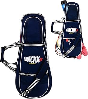 Whackk Smash | Unisex Lightwieght Tennis Badminton Squash Equipment Cover Kit Bag Shoe Pocket | Air Ventilated Pocket for Wet Clothes | 4T 6B Racket | Backpack & Duffel (Navy Blue) Polyester