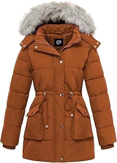 Women's Winter Hooded Coat Waterproof Down Long Jacket Warm Parka Thicken Puffer Coat with Removable Fur Hood