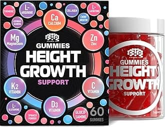 BIOTEQUELAB Height Growth Increase Gummies Vitamins, Grow Tall Supplement, Calcium, Magnesium, Zinc, Ashwagandha, Glucosamine Multivitamin for Teens, Kids, Adults