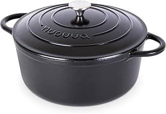 Cast Iron Dutch Oven with Lid – Non-Stick Ovenproof Enamelled Casserole Pot – Sturdy Dutch Oven Cookware – Black, 7.3-Quart, 30cm –