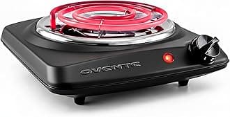 Electric Countertop Single Burner, 1000W Cooktop with 6" Stainless Steel Coil Hot Plate, 5 Level Temperature Control, Indicator Light, Compact Cooking Stove and Easy to Clean, Black BGC101B