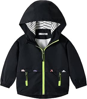 Volunboy Toddler Boys Windbreaker Casual Outerwear Kids Lightweight Zip Hooded Jacket Baby Cute Dust Coat