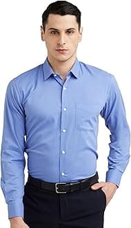 Peter England Men's Everday Regular Fit Solid Shirt | Cotton Rich | 5-Pin Pocketing
