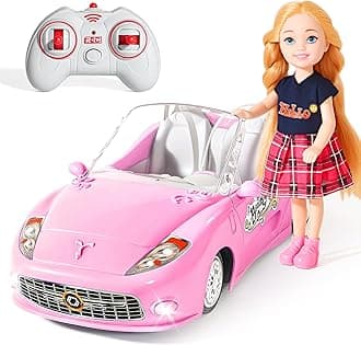 Pink RC Car for Girls, 1:18 Racing Car with Doll, 2.4Ghz Remote Control, Birthday Toy for Girls 8-10