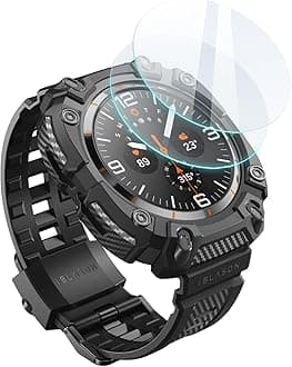 i-Blason for Samsung Galaxy Watch Ultra Band 47mm 2025/2024 with 2 Pack Tempered Glass Screen Protector, [Military Protection] [Magnetic Charging], Durable Band for Galaxy Watch 8/7 Ultra [47mm], Black