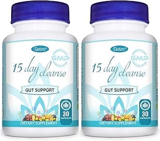 15 Day Cleanse Gut Support 2 Pack, Detox Supplement with Senna, Cascara Sagrada & Psyllium Husk, for Men and Women | Total 60 Capsules