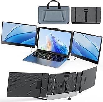 Kwumsy 14" 1080P FHD IPS Portable Monitor for Laptop with Stand, Triple Laptop Monitor Extender, Compatible with Mac Windows Linux Switch PS4/5
