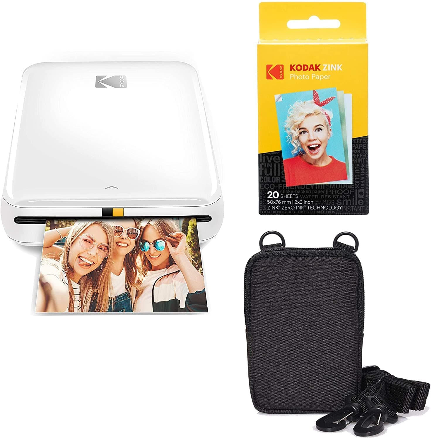 KODAK Step Wireless Mobile Photo Mini Printer (White) Go Bundle