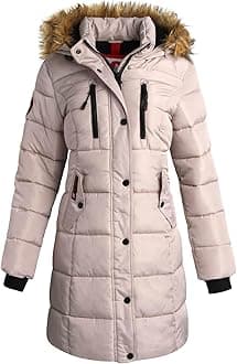 CANADA WEATHER GEARWomen's Winter Jacket - Heavyweight Long Length Bubble Puffer Parka (S-3X), Size 2X, Sand/Natural