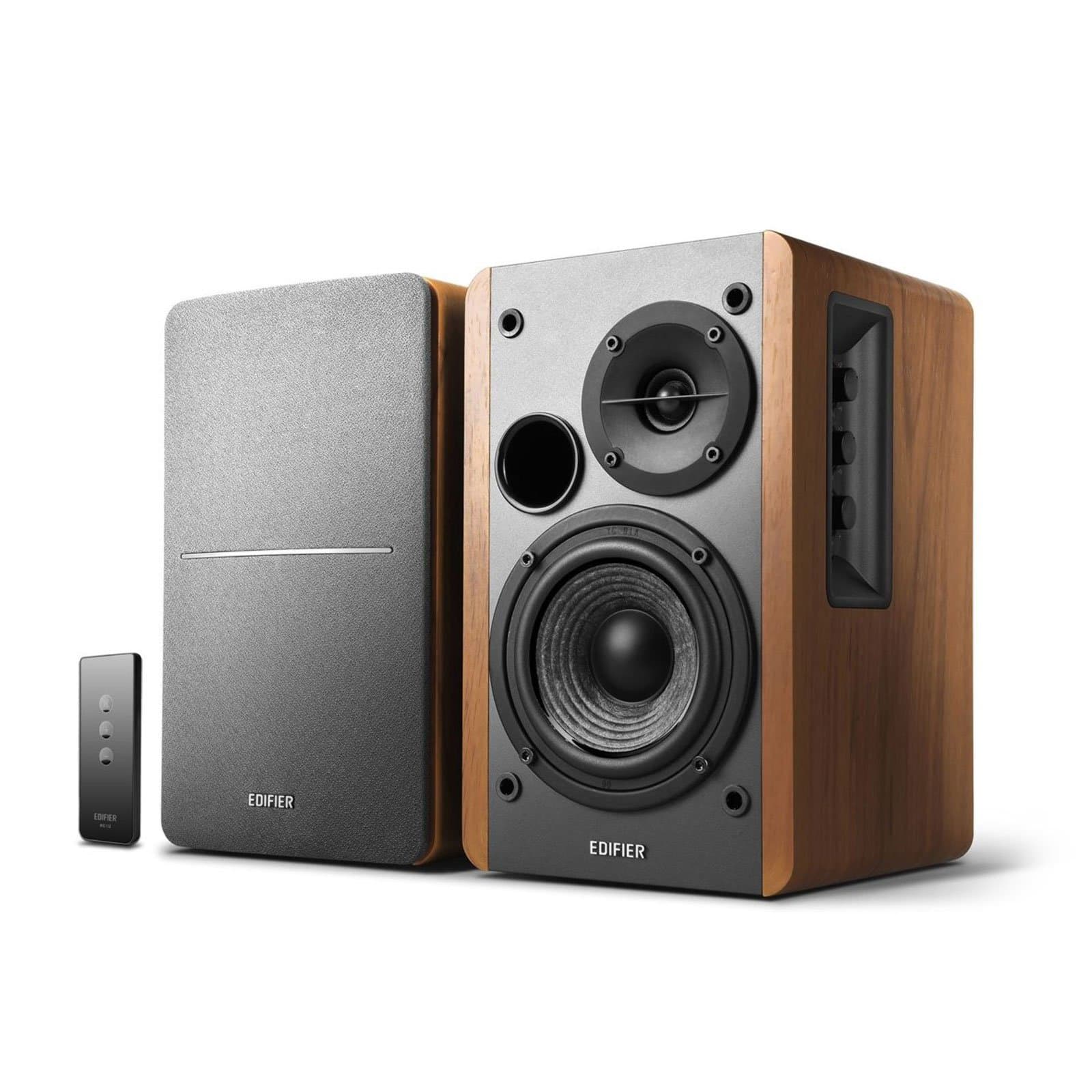 R1280T Powered Bookshelf Speakers - 2.0 Active Near Field Studio Monitor Speaker - Wooden Enclosure - 42 Watts RMS Power