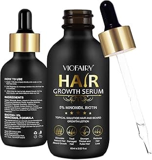 5% Minoxidil for Men and Women - Biotin Hair And Beard Growth Serum & 5% Minoxidil Treatment for Stronger Thicker Longer – Natural Growth Thickening Treatment - Stop Thinning & Hair Loss-1Month supply