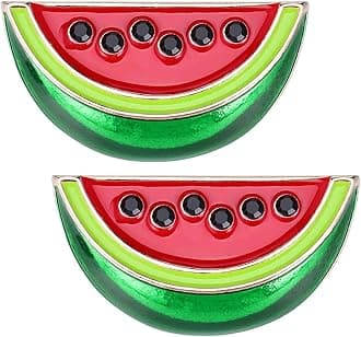 2 Pcs Watermelon Pin, Cute Enamel Pin, Cartoon Fruit Brooch, Alloy Stylish Summer Shawl Clothing Jewelry for Women Collar Hat Charm