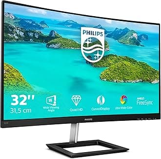 325E1C- 32 inch QHD Curved Monitor, 75Hz, 4ms, VA, AMD FreeSync, Flicker Free, Smart Image (2560 x 1440, 250 cd/m², HDMI 1.4/VGA/.DP 1.2)