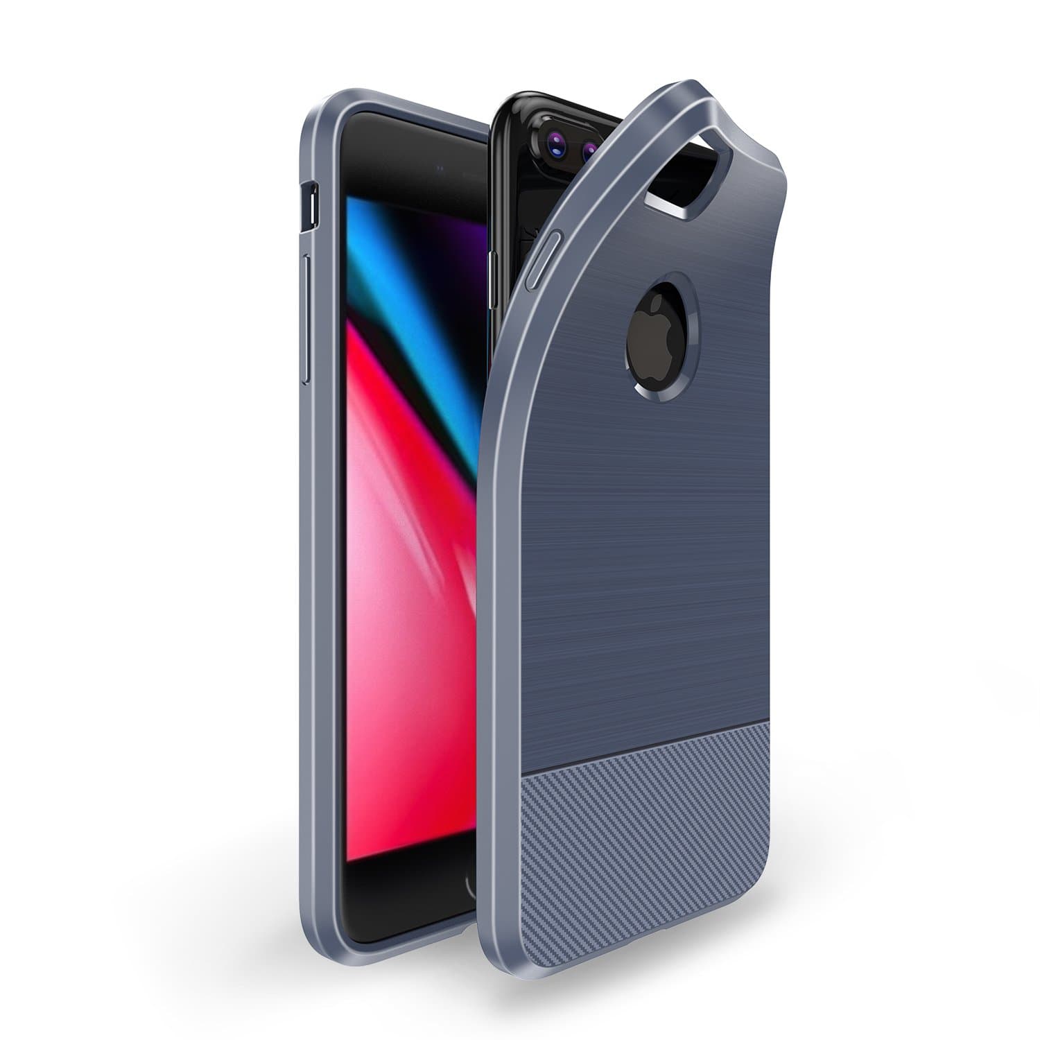 iPhone 7 Plus Case, iPhone 8 Plus Case with Invisible Built-in Metal Plate, Emopeak M8 Slim Fit Shell Soft TPU and Aramid Fiber Shockproof Anti-Scratch Full Protective Cover