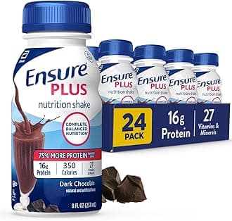 Ensure Plus DarkChocolate Nutrition Shake | Meal Replacement Shake | Ready to Drink | 16g Protein and 27 Vitamins and Minerals | 8 fl oz - 24 Pack